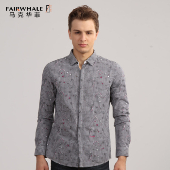 新品馬克華菲2012秋冬款格紋修身襯衫7113030129 099黑色 190/XXXL/43【圖片 價(jià)格 品牌 報(bào)價(jià)】